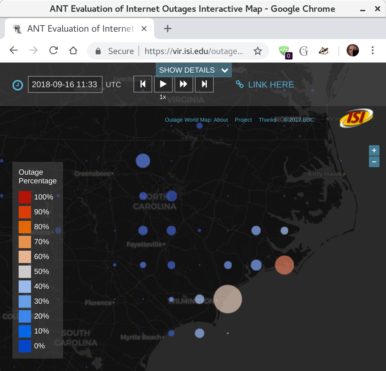 Florence Outages, 2018-09-16t11:21Z